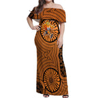 Greater Western Sydney Giants Off Shoulder Maxi Dress Indigenous Monochrome Dot Art Mascot Style