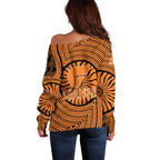 Greater Western Sydney Giants Off Shoulder Sweater Indigenous Monochrome Dot Art Mascot Style