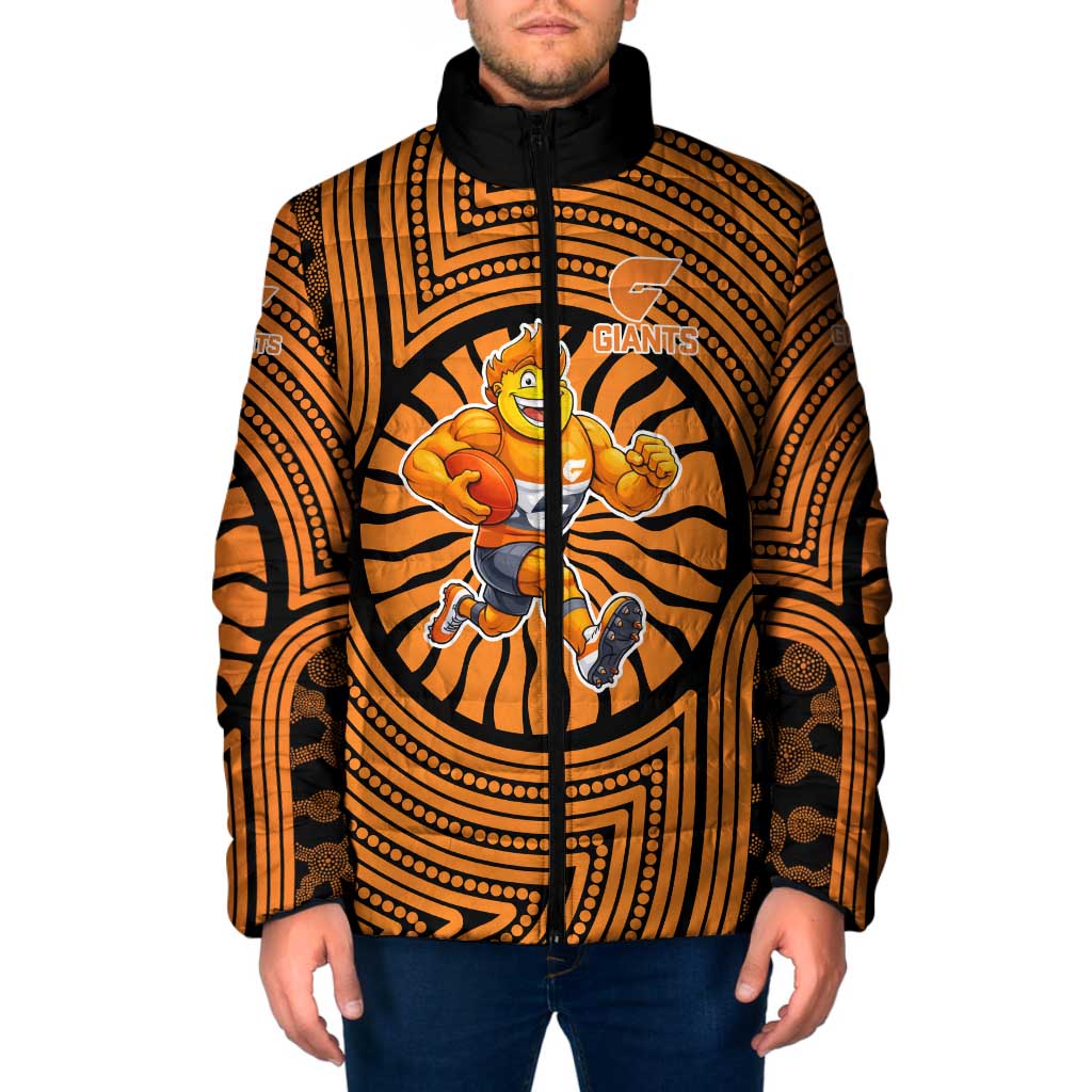 Greater Western Sydney Giants Padded Jacket Indigenous Monochrome Dot Art Mascot Style