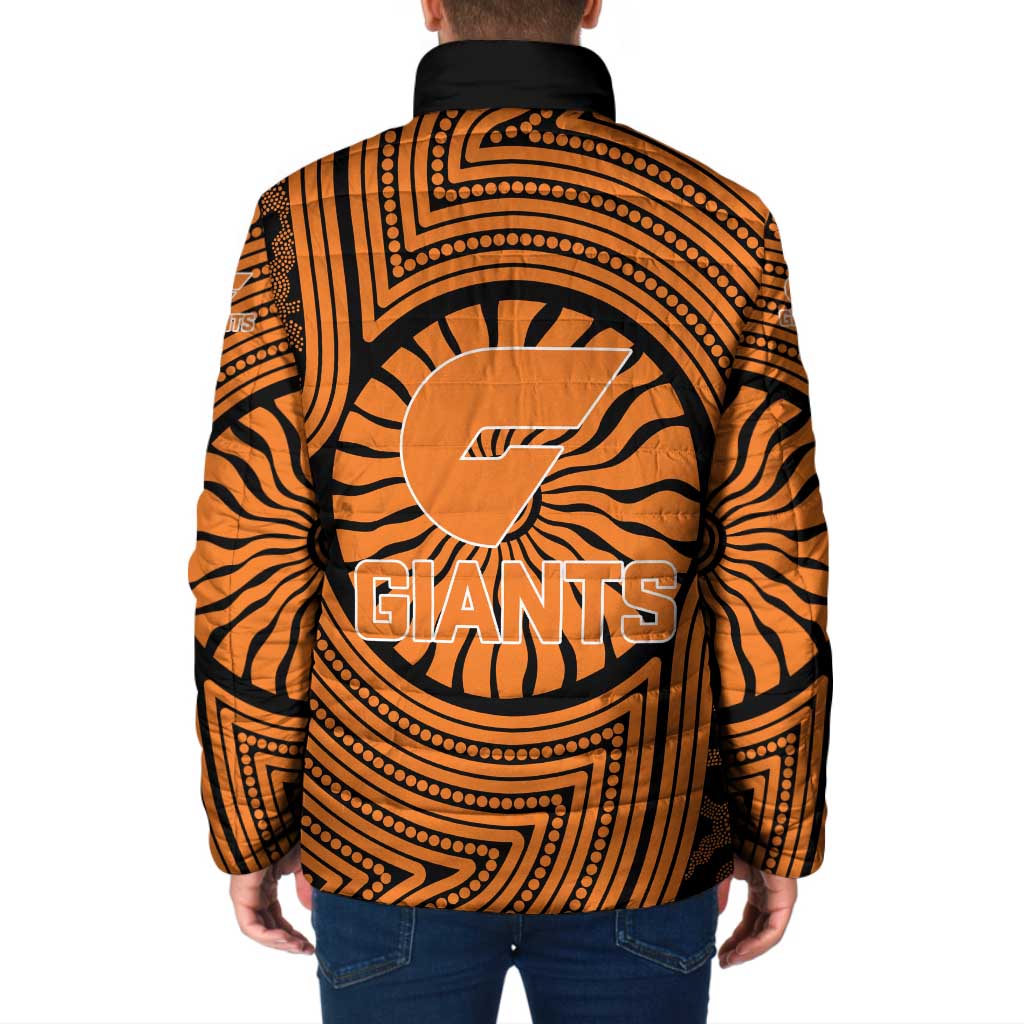 Greater Western Sydney Giants Padded Jacket Indigenous Monochrome Dot Art Mascot Style