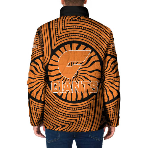 Greater Western Sydney Giants Padded Jacket Indigenous Monochrome Dot Art Mascot Style