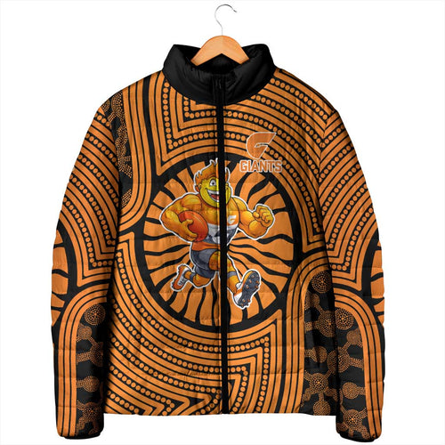 Greater Western Sydney Giants Padded Jacket Indigenous Monochrome Dot Art Mascot Style