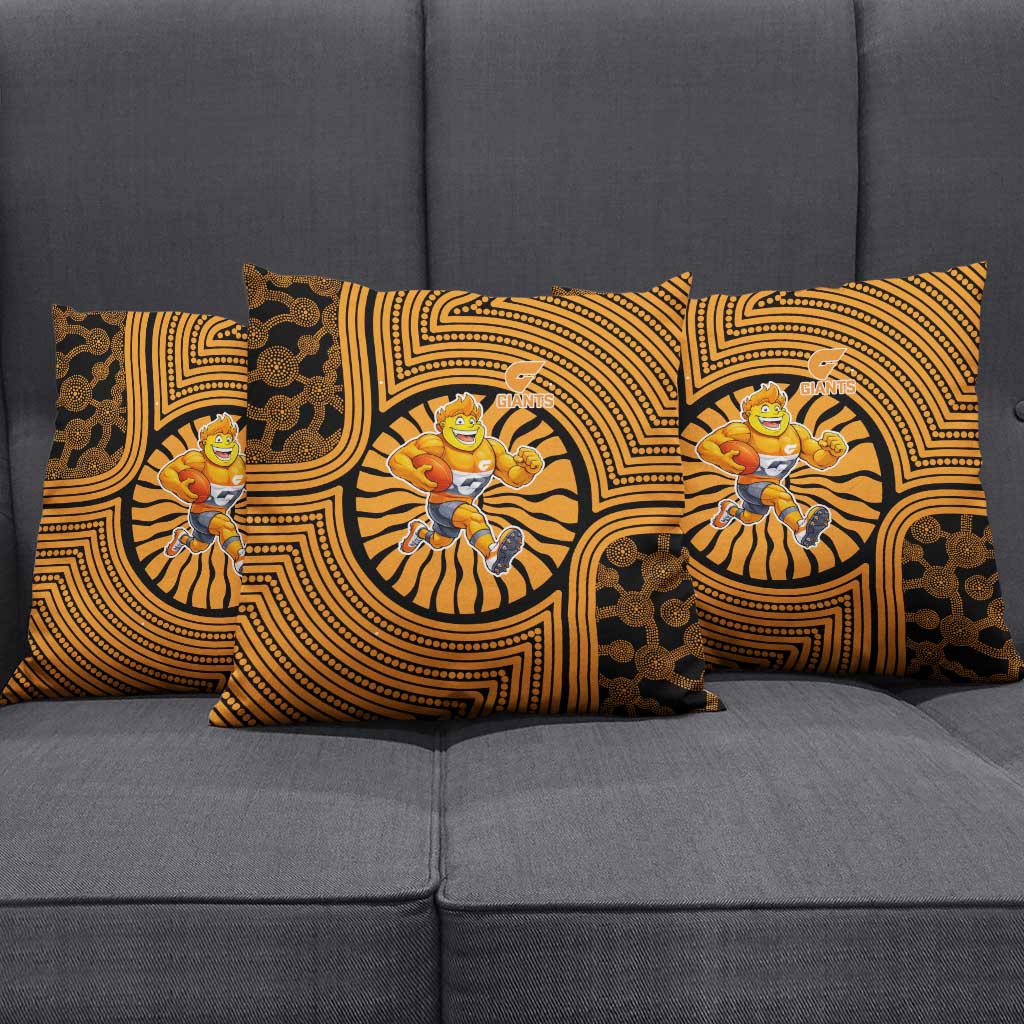 Greater Western Sydney Giants Pillow Cover Indigenous Monochrome Dot Art Mascot Style