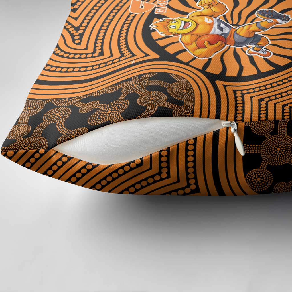 Greater Western Sydney Giants Pillow Cover Indigenous Monochrome Dot Art Mascot Style