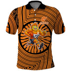 Greater Western Sydney Giants Polo Shirt Indigenous Monochrome Dot Art Mascot Style