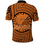Greater Western Sydney Giants Polo Shirt Indigenous Monochrome Dot Art Mascot Style