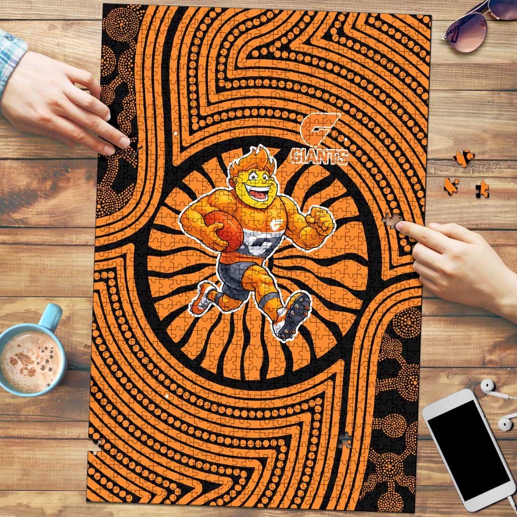 Greater Western Sydney Giants Puzzle Indigenous Monochrome Dot Art Mascot Style