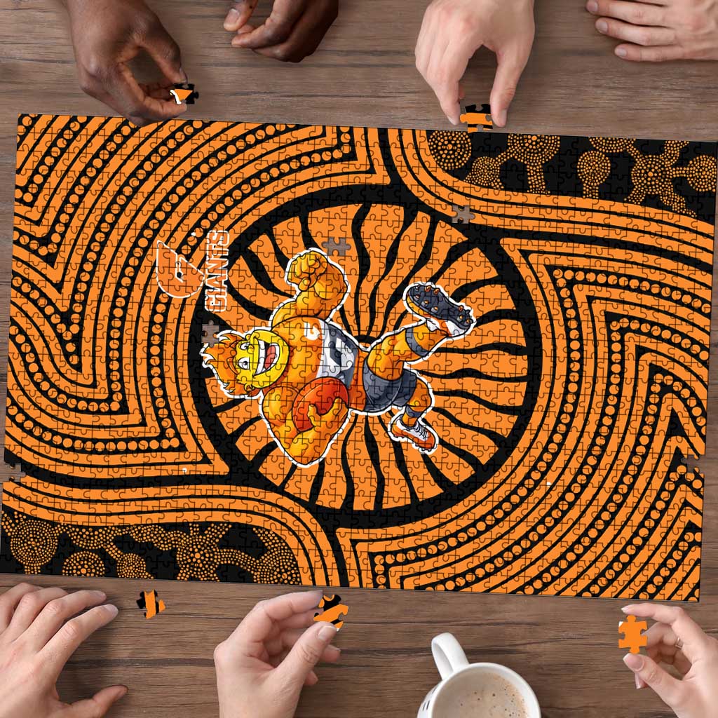 Greater Western Sydney Giants Puzzle Indigenous Monochrome Dot Art Mascot Style