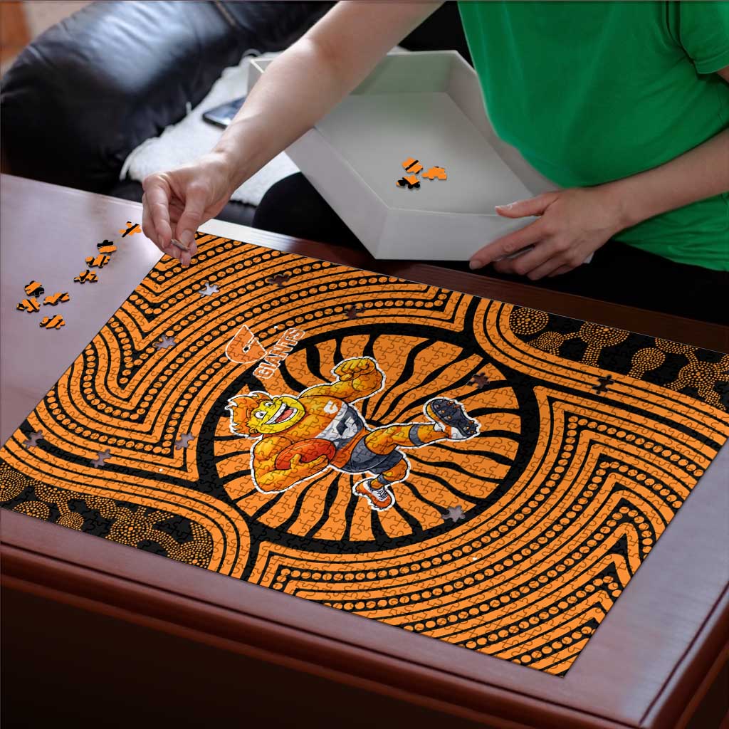 Greater Western Sydney Giants Puzzle Indigenous Monochrome Dot Art Mascot Style