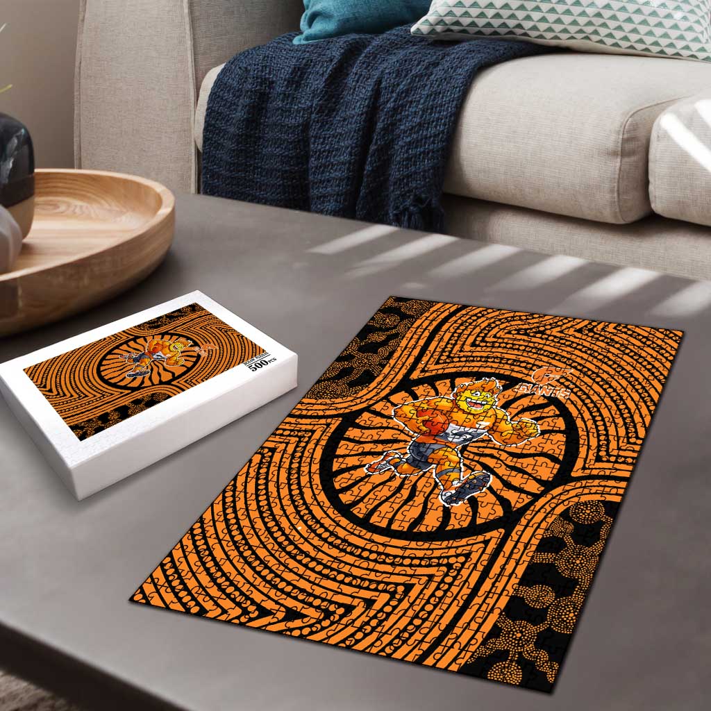 Greater Western Sydney Giants Puzzle Indigenous Monochrome Dot Art Mascot Style