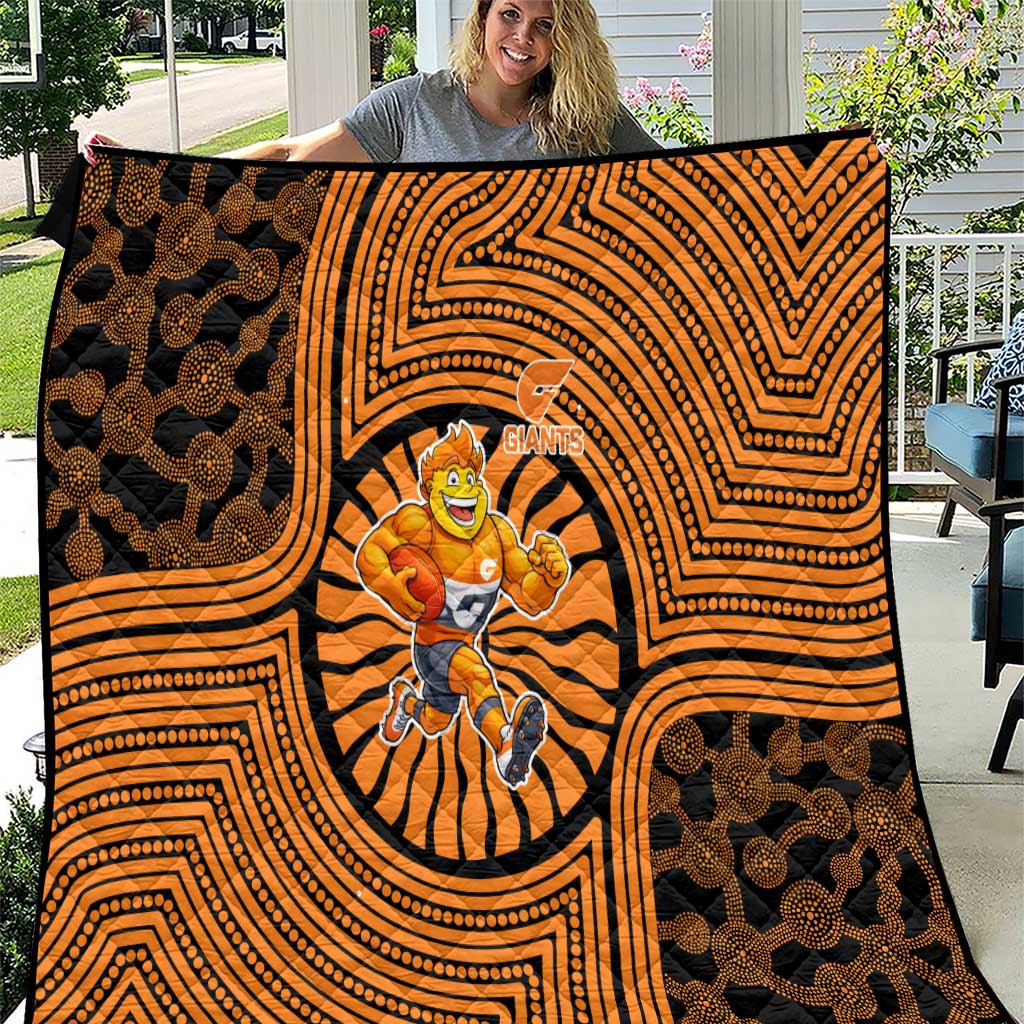 Greater Western Sydney Giants Quilt Indigenous Monochrome Dot Art Mascot Style