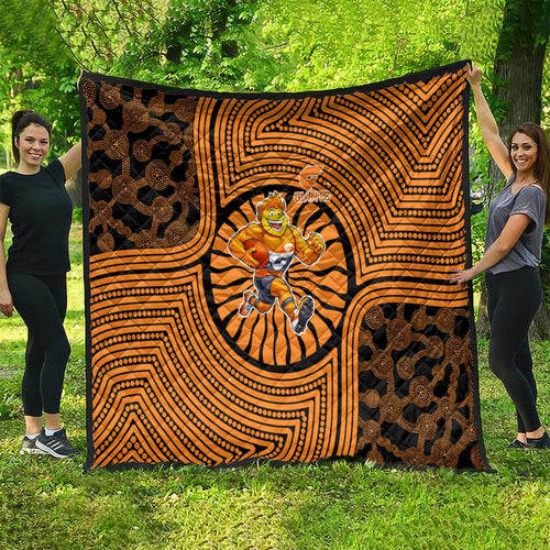 Greater Western Sydney Giants Quilt Indigenous Monochrome Dot Art Mascot Style