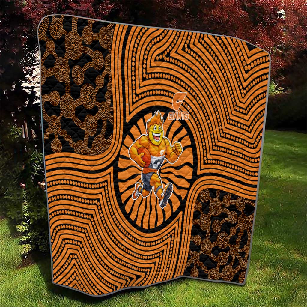 Greater Western Sydney Giants Quilt Indigenous Monochrome Dot Art Mascot Style