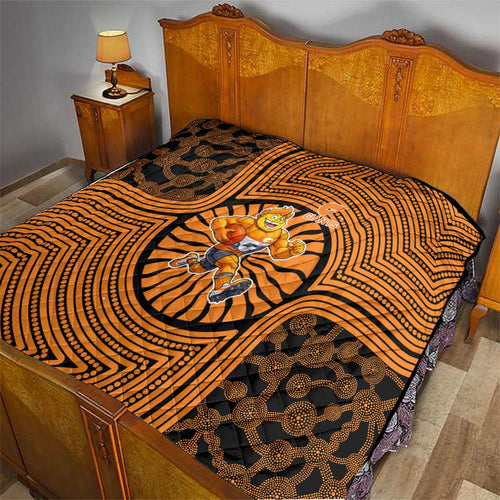 Greater Western Sydney Giants Quilt Indigenous Monochrome Dot Art Mascot Style