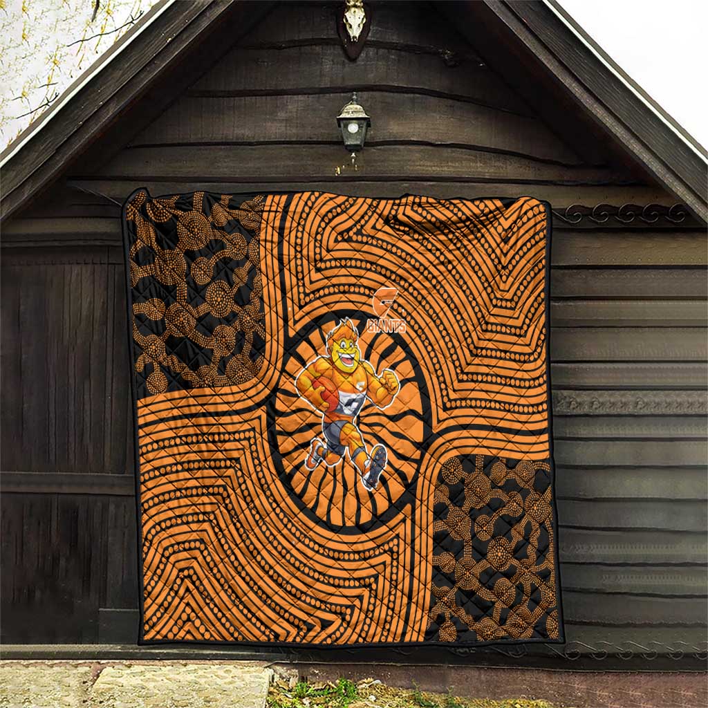 Greater Western Sydney Giants Quilt Indigenous Monochrome Dot Art Mascot Style