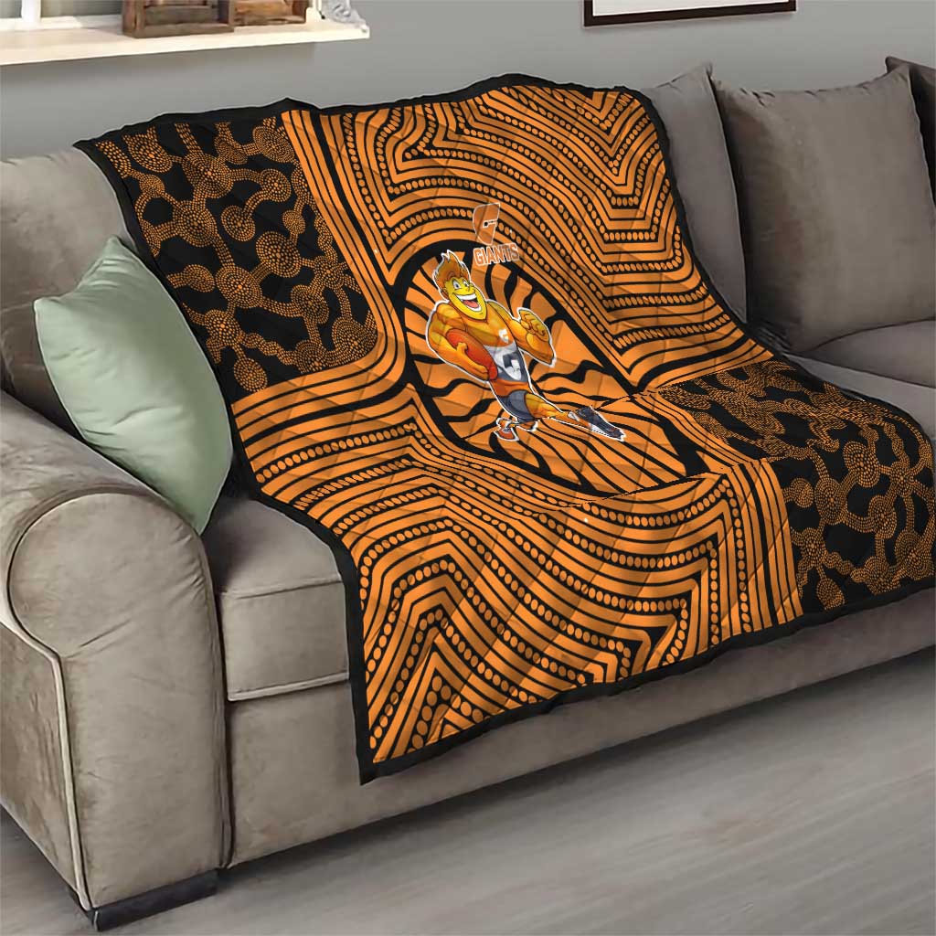 Greater Western Sydney Giants Quilt Indigenous Monochrome Dot Art Mascot Style