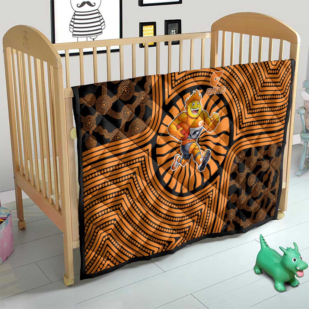 Greater Western Sydney Giants Quilt Indigenous Monochrome Dot Art Mascot Style