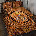 Greater Western Sydney Giants Quilt Bed Set Indigenous Monochrome Dot Art Mascot Style