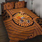 Greater Western Sydney Giants Quilt Bed Set Indigenous Monochrome Dot Art Mascot Style