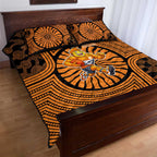 Greater Western Sydney Giants Quilt Bed Set Indigenous Monochrome Dot Art Mascot Style