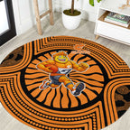 Greater Western Sydney Giants Round Carpet Indigenous Monochrome Dot Art Mascot Style