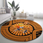 Greater Western Sydney Giants Round Carpet Indigenous Monochrome Dot Art Mascot Style