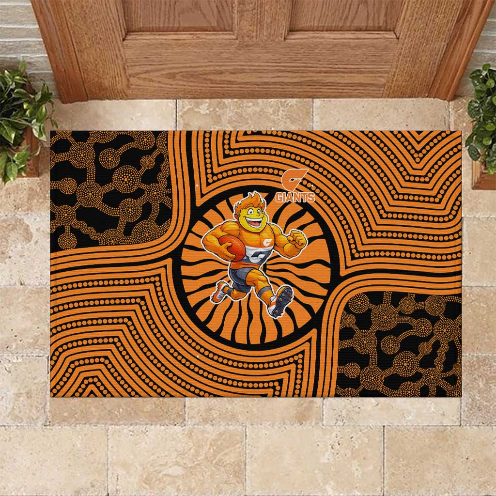 Greater Western Sydney Giants Rubber Doormat Indigenous Monochrome Dot Art Mascot Style