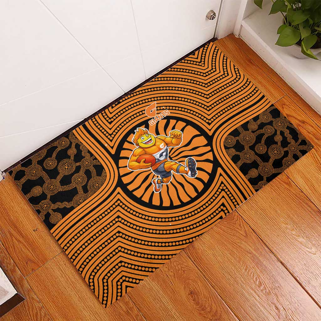 Greater Western Sydney Giants Rubber Doormat Indigenous Monochrome Dot Art Mascot Style