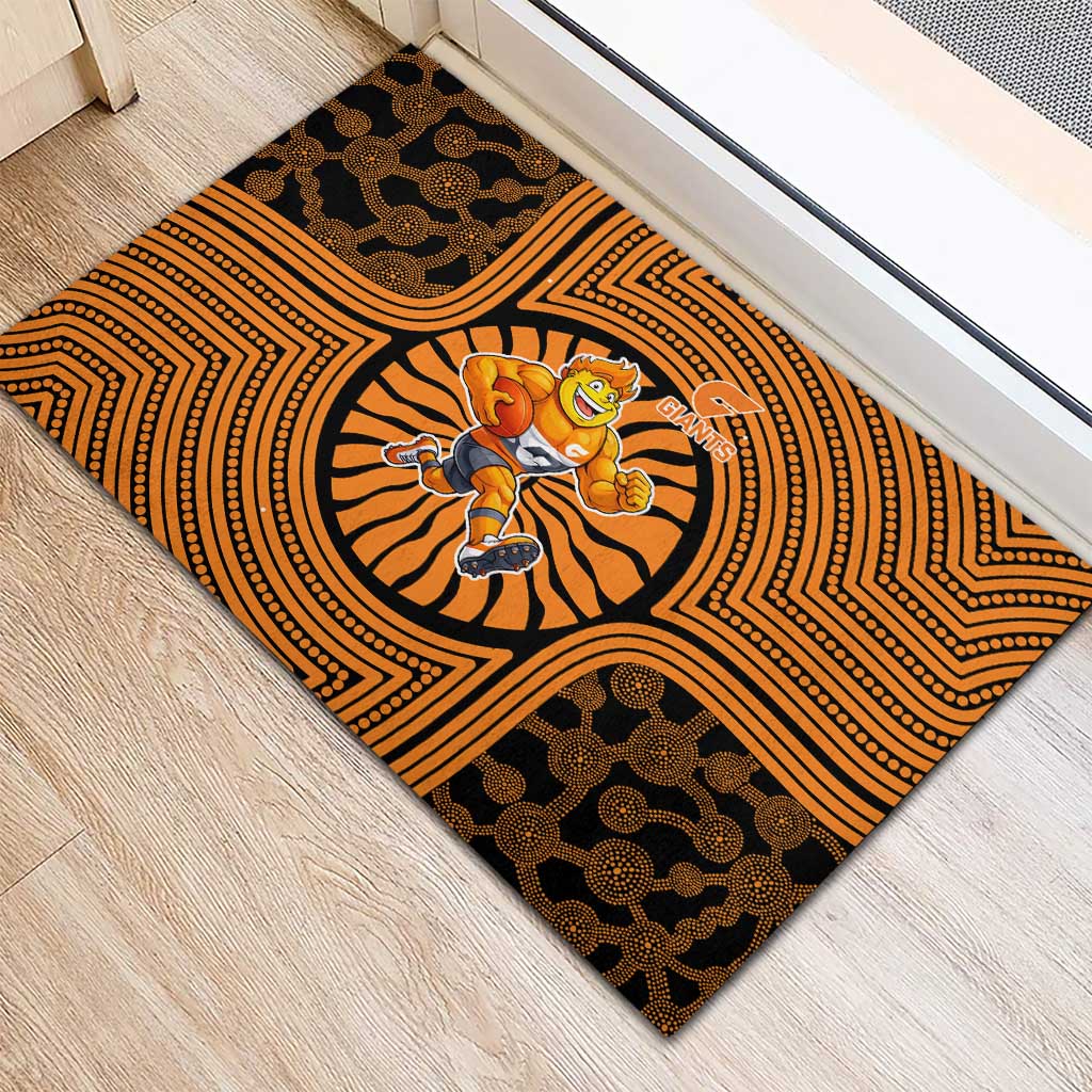 Greater Western Sydney Giants Rubber Doormat Indigenous Monochrome Dot Art Mascot Style