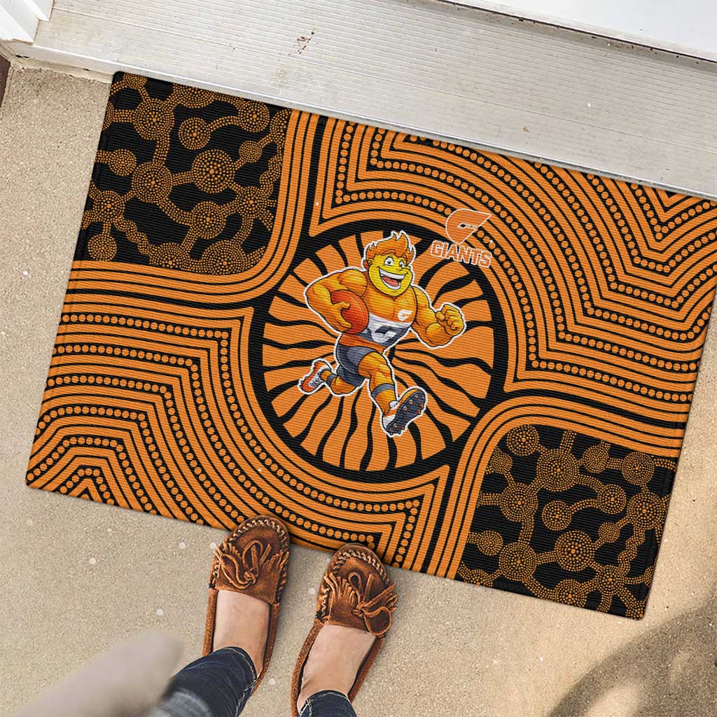 Greater Western Sydney Giants Rubber Doormat Indigenous Monochrome Dot Art Mascot Style