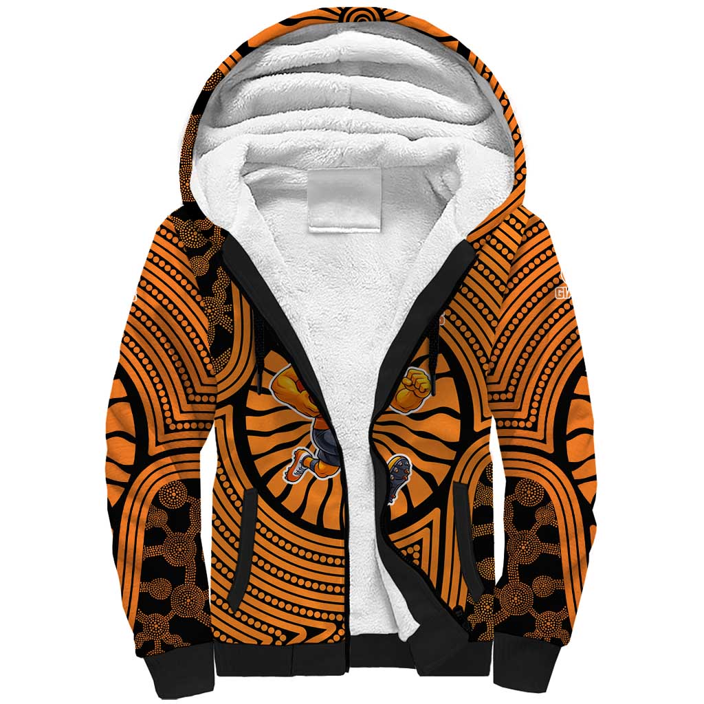 Greater Western Sydney Giants Sherpa Hoodie Indigenous Monochrome Dot Art Mascot Style