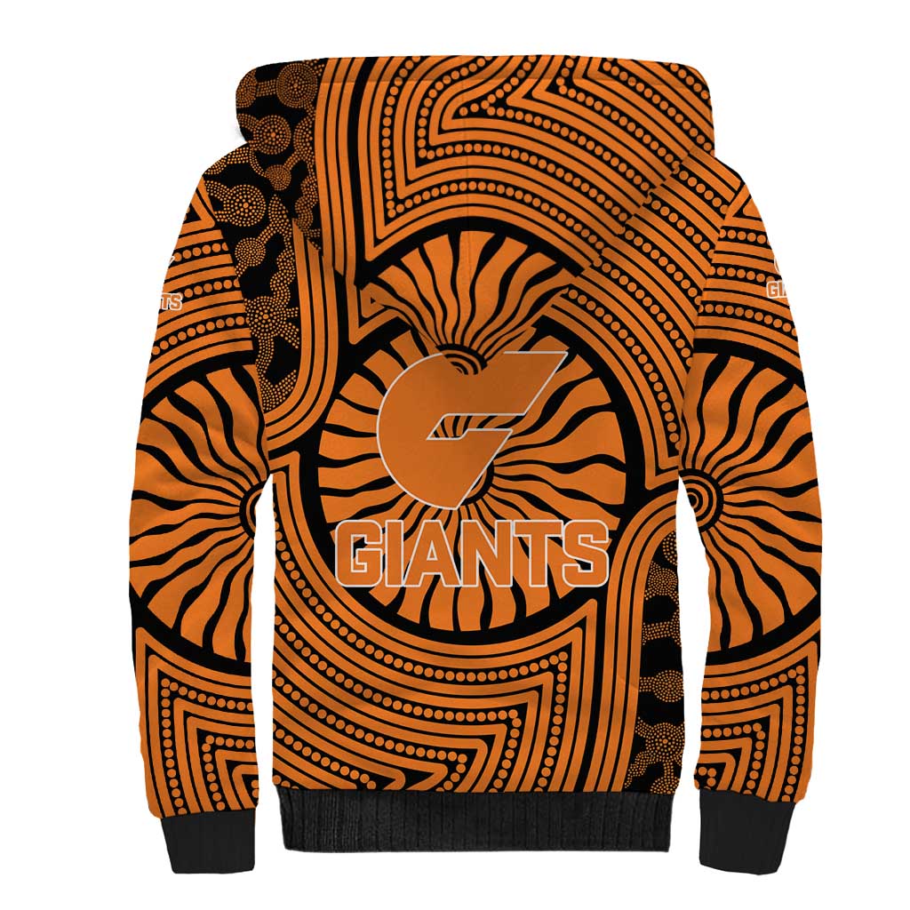 Greater Western Sydney Giants Sherpa Hoodie Indigenous Monochrome Dot Art Mascot Style