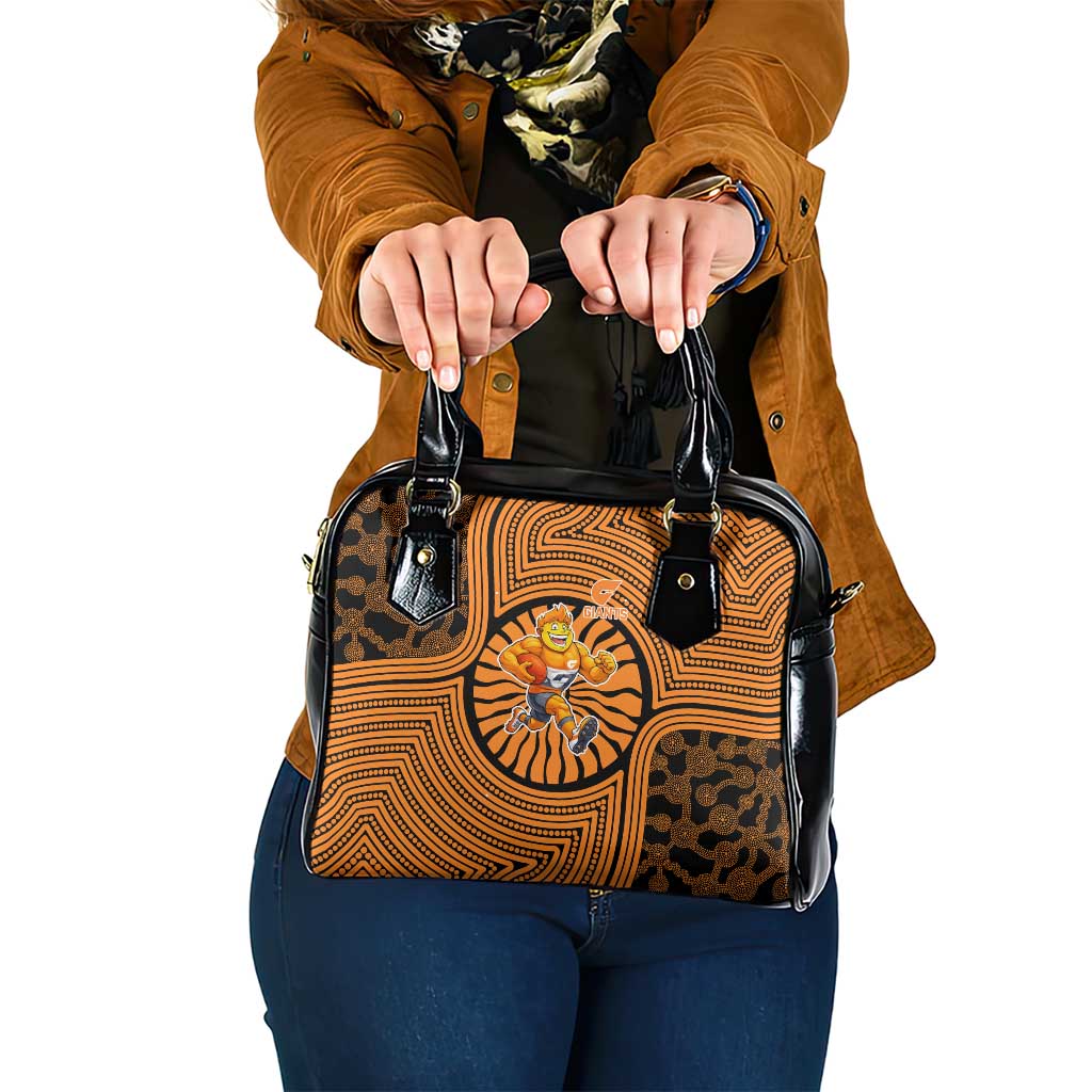 Greater Western Sydney Giants Shoulder Handbag Indigenous Monochrome Dot Art Mascot Style