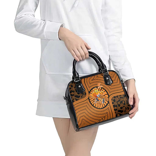 Greater Western Sydney Giants Shoulder Handbag Indigenous Monochrome Dot Art Mascot Style