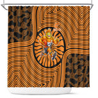 Greater Western Sydney Giants Shower Curtain Indigenous Monochrome Dot Art Mascot Style