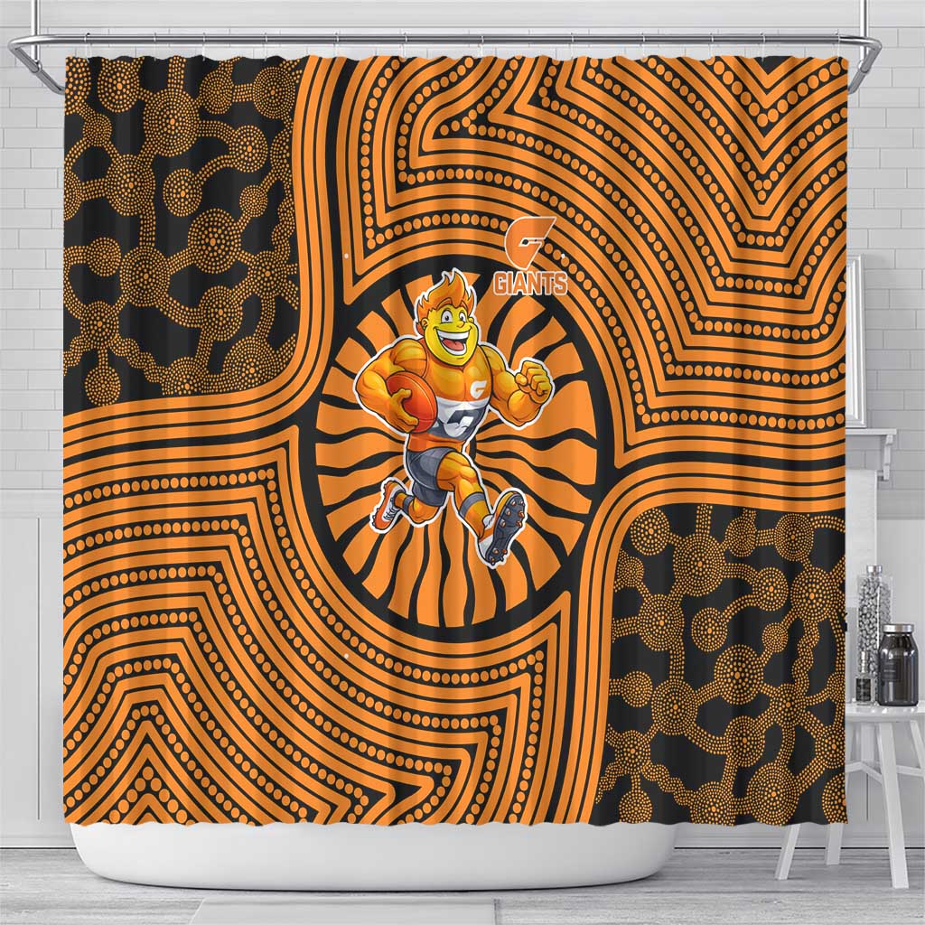 Greater Western Sydney Giants Shower Curtain Indigenous Monochrome Dot Art Mascot Style