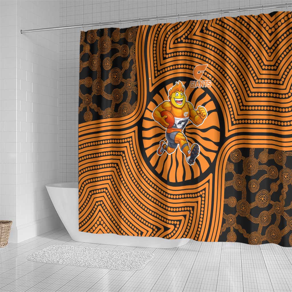 Greater Western Sydney Giants Shower Curtain Indigenous Monochrome Dot Art Mascot Style