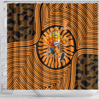 Greater Western Sydney Giants Shower Curtain Indigenous Monochrome Dot Art Mascot Style