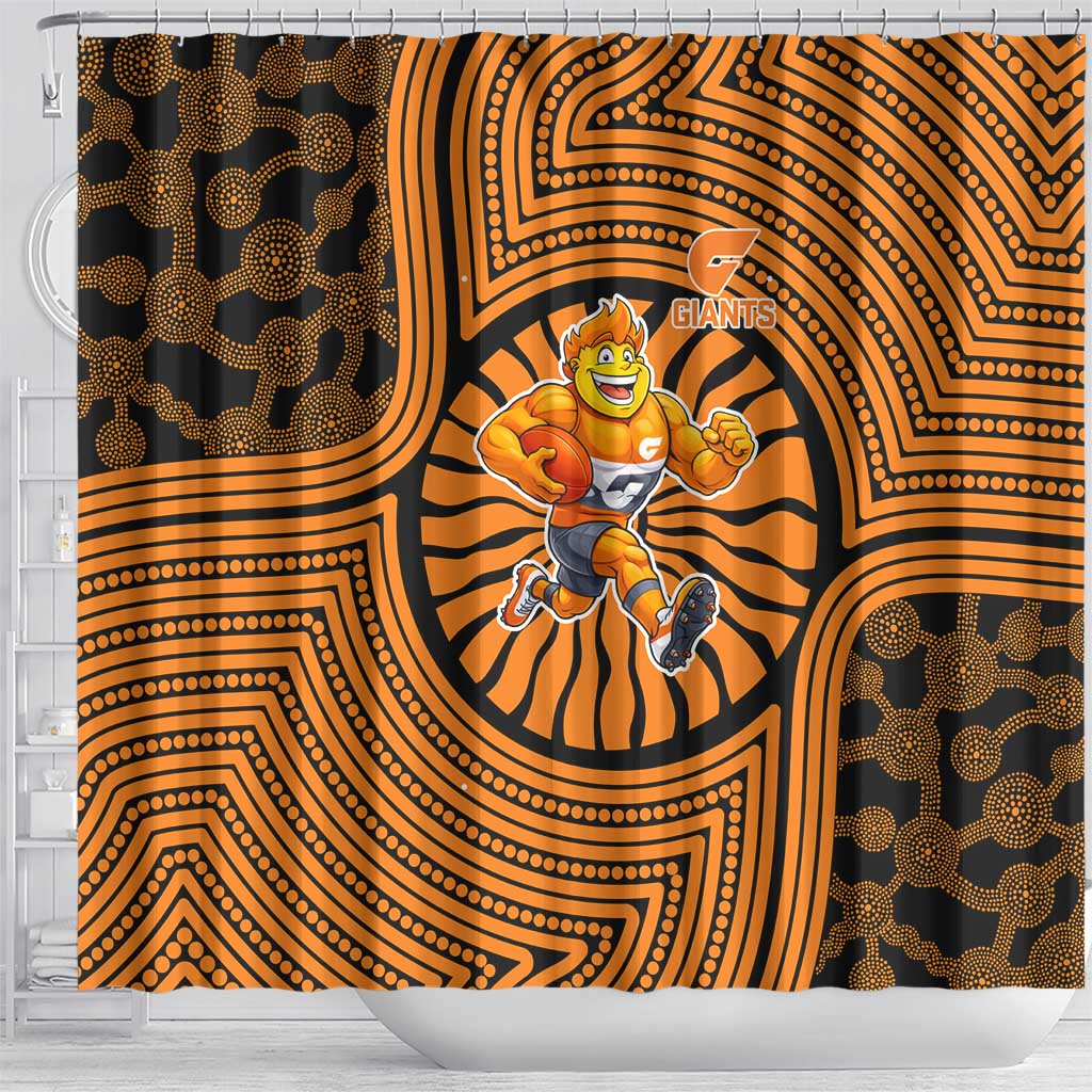 Greater Western Sydney Giants Shower Curtain Indigenous Monochrome Dot Art Mascot Style