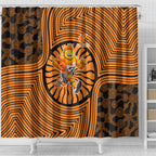 Greater Western Sydney Giants Shower Curtain Indigenous Monochrome Dot Art Mascot Style
