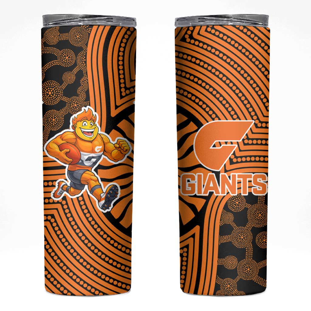 Greater Western Sydney Giants Skinny Tumbler Indigenous Monochrome Dot Art Mascot Style