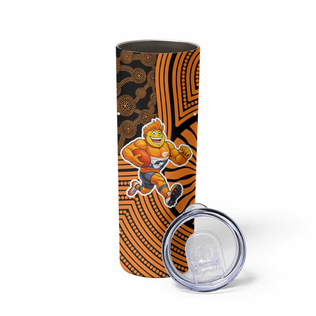 Greater Western Sydney Giants Skinny Tumbler Indigenous Monochrome Dot Art Mascot Style