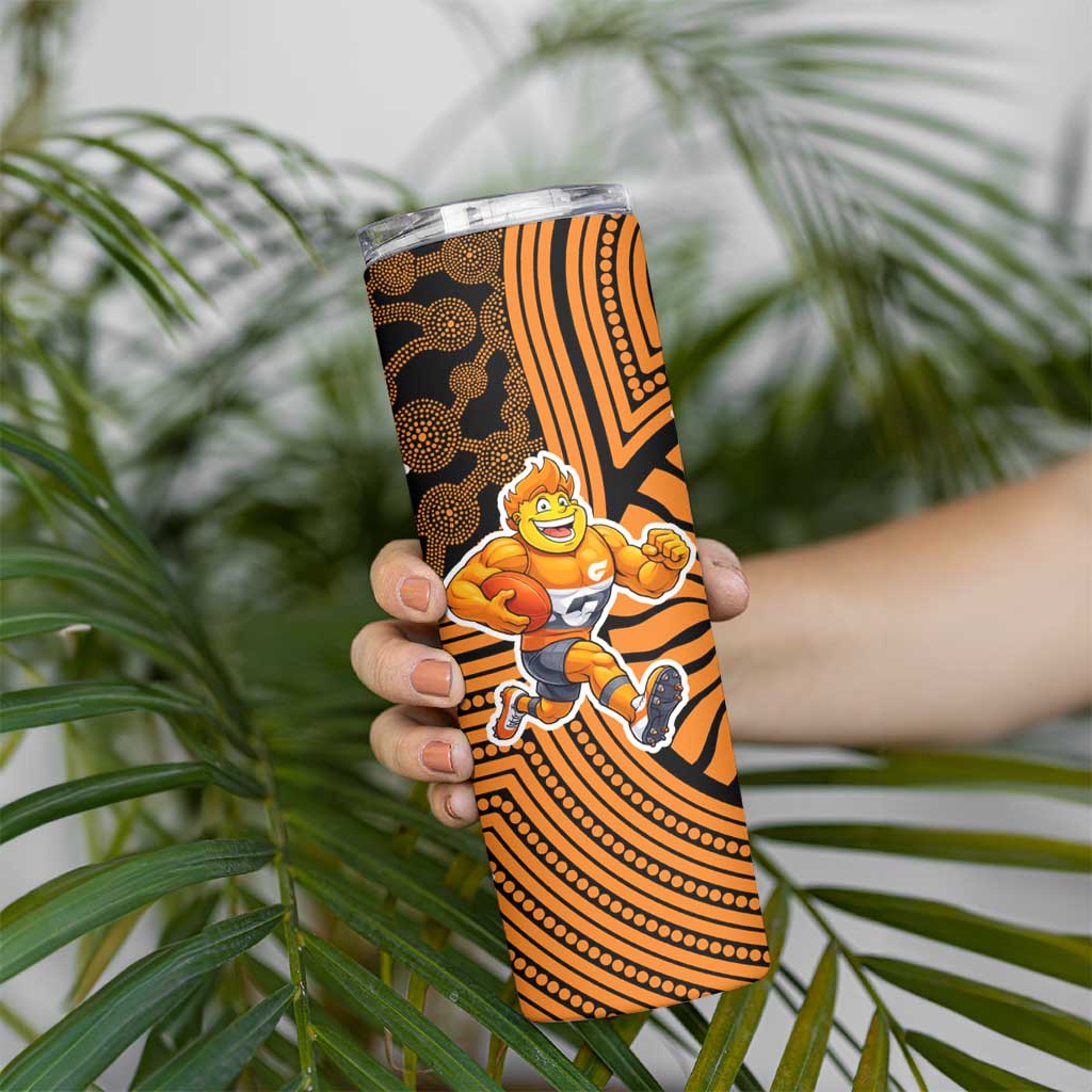 Greater Western Sydney Giants Skinny Tumbler Indigenous Monochrome Dot Art Mascot Style