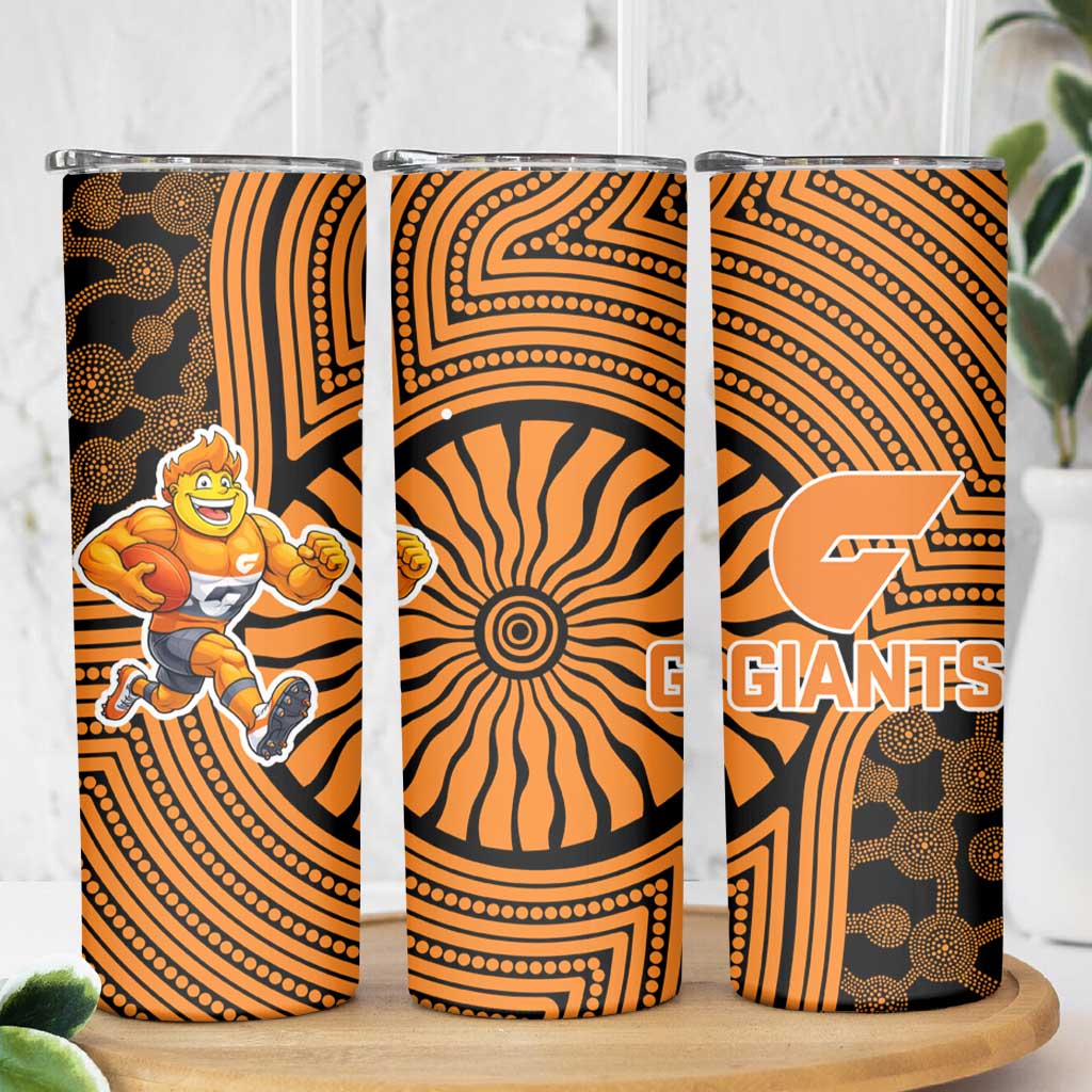 Greater Western Sydney Giants Skinny Tumbler Indigenous Monochrome Dot Art Mascot Style