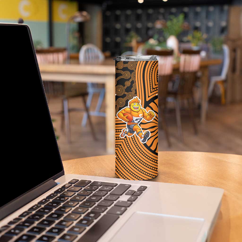 Greater Western Sydney Giants Skinny Tumbler Indigenous Monochrome Dot Art Mascot Style