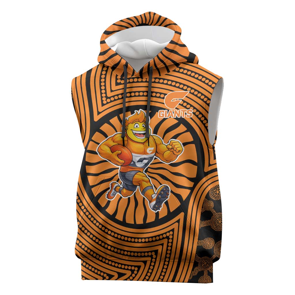 Greater Western Sydney Giants Sleeveless Hoodie Indigenous Monochrome Dot Art Mascot Style