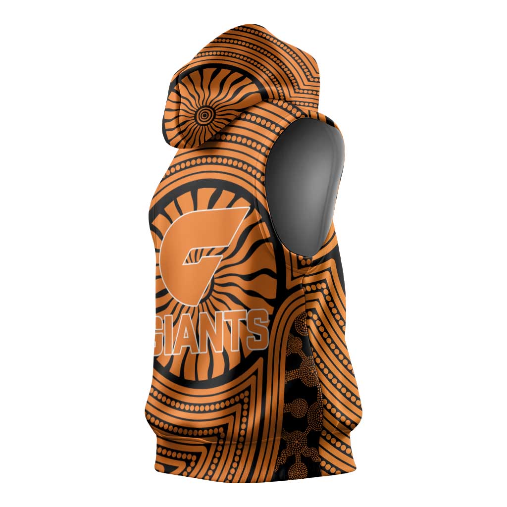 Greater Western Sydney Giants Sleeveless Hoodie Indigenous Monochrome Dot Art Mascot Style