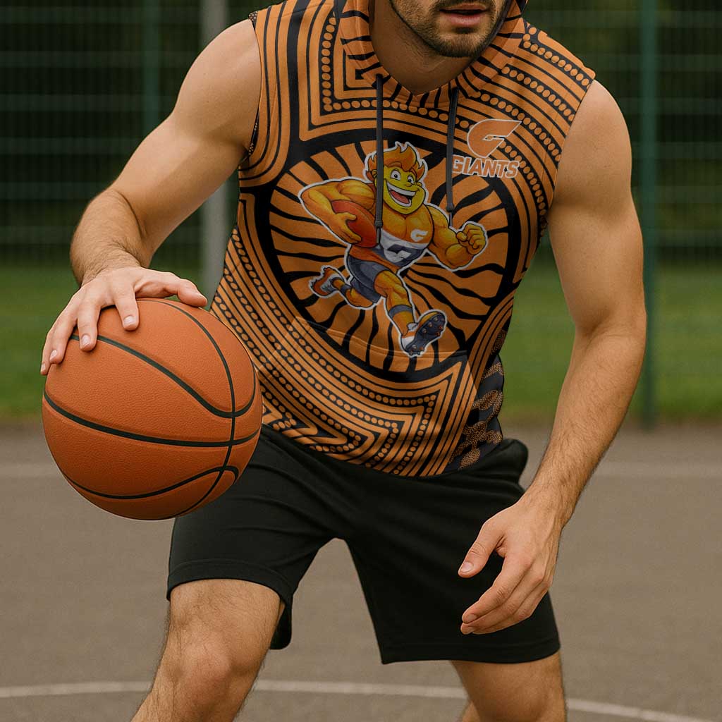 Greater Western Sydney Giants Sleeveless Hoodie Indigenous Monochrome Dot Art Mascot Style
