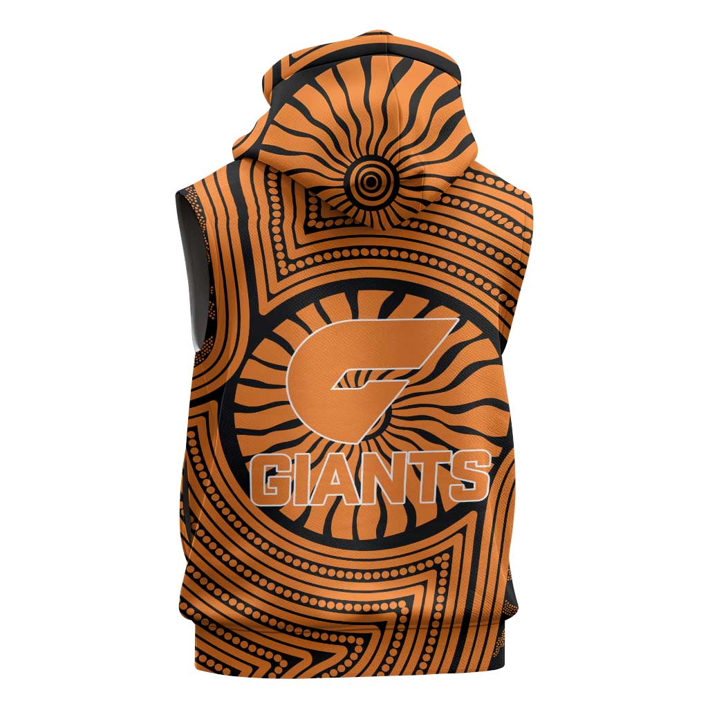 Greater Western Sydney Giants Sleeveless Zip Hoodie Indigenous Monochrome Dot Art Mascot Style