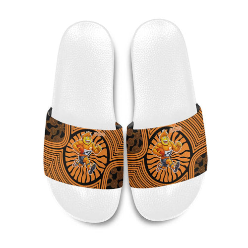 Greater Western Sydney Giants Slide Sandals Indigenous Monochrome Dot Art Mascot Style
